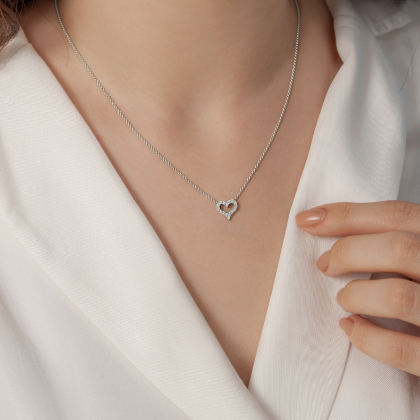 sterling silver and diamond heart pendant