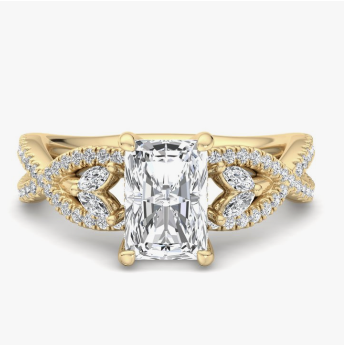 Yellow Gold 'Luxe Twist Venus' Radiant Cut Diamond Ring