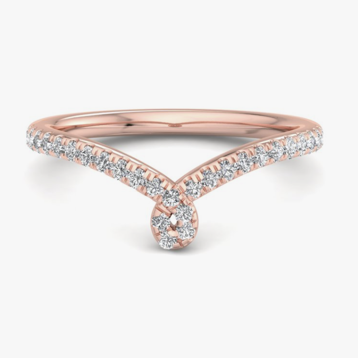 rose gold diamond chevron ring