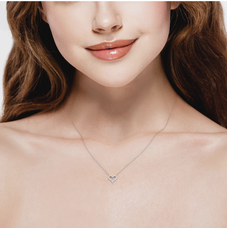 open diamond heart-shaped pendant necklace