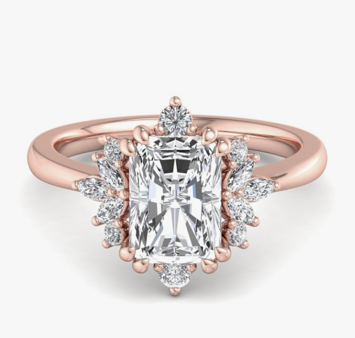 Rose Gold 'Petra Light' Radiant Cut Diamond