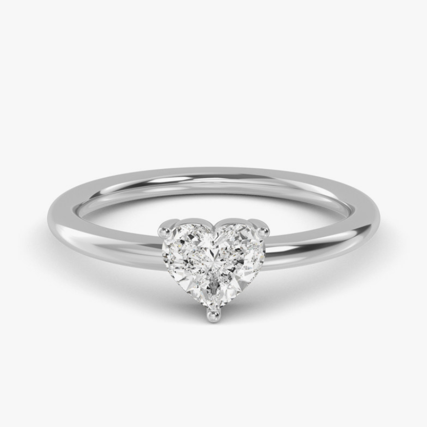 white gold heart-shaped diamond cocktail or engagement ring