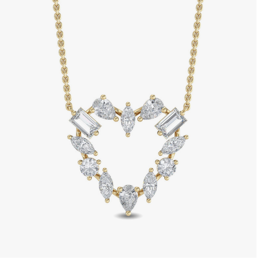 yellow gold mixed-shape diamond necklace