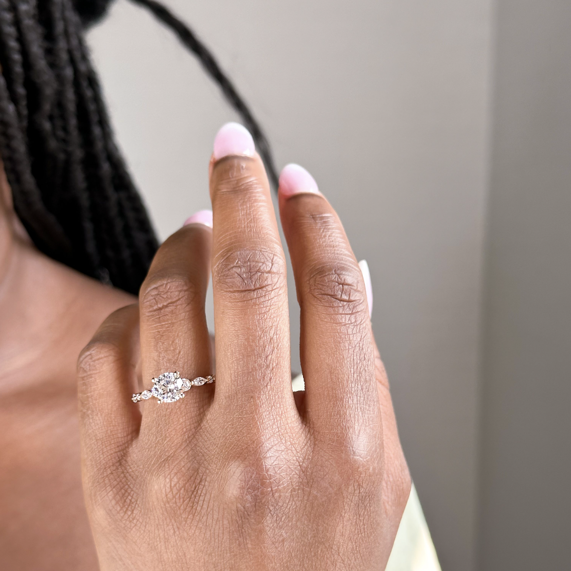 beautiful black woman wearing engagement ring
