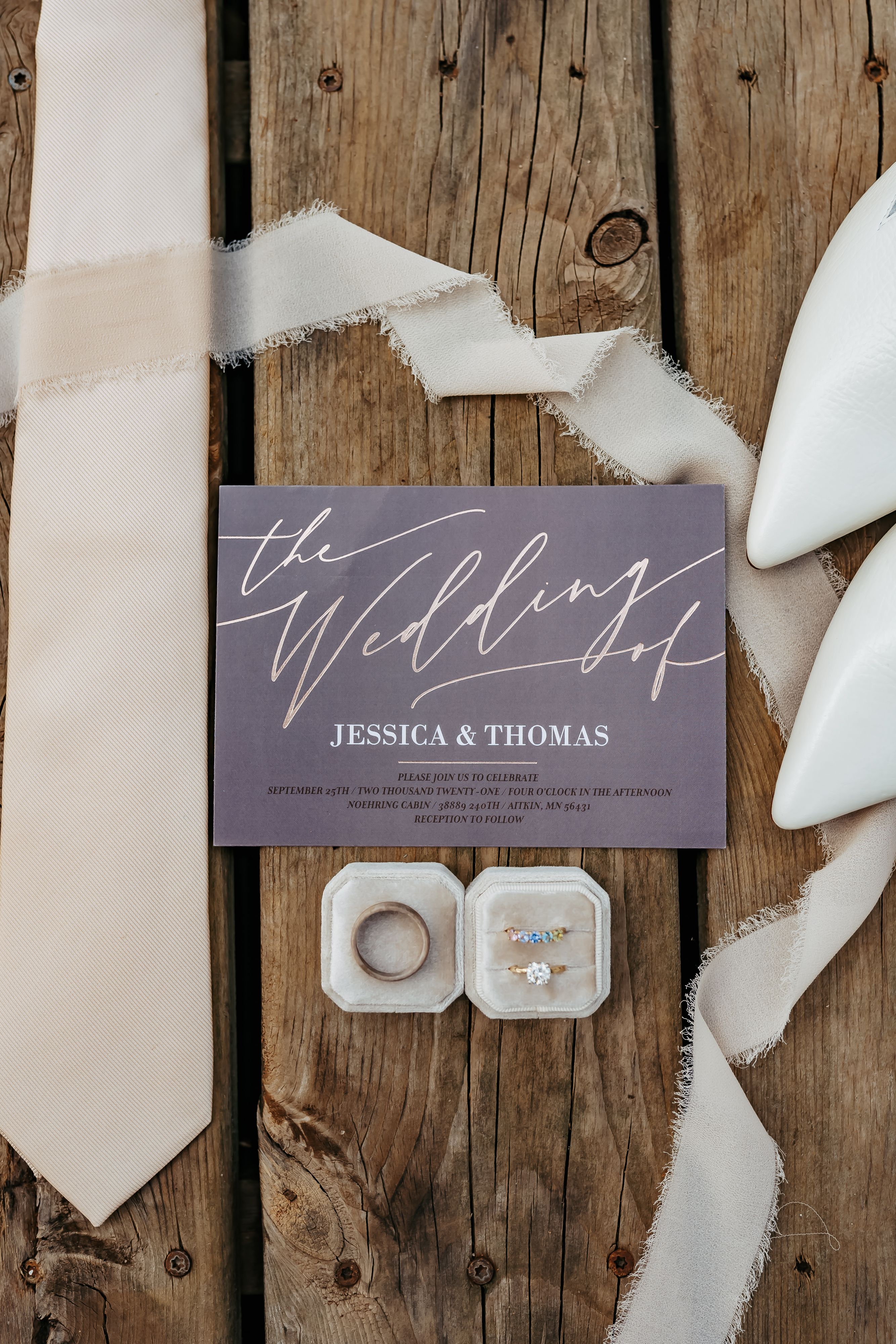 wedding rings with save the date cards