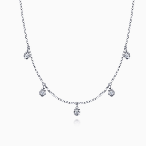 silver and lab-grown diamond cluster necklace