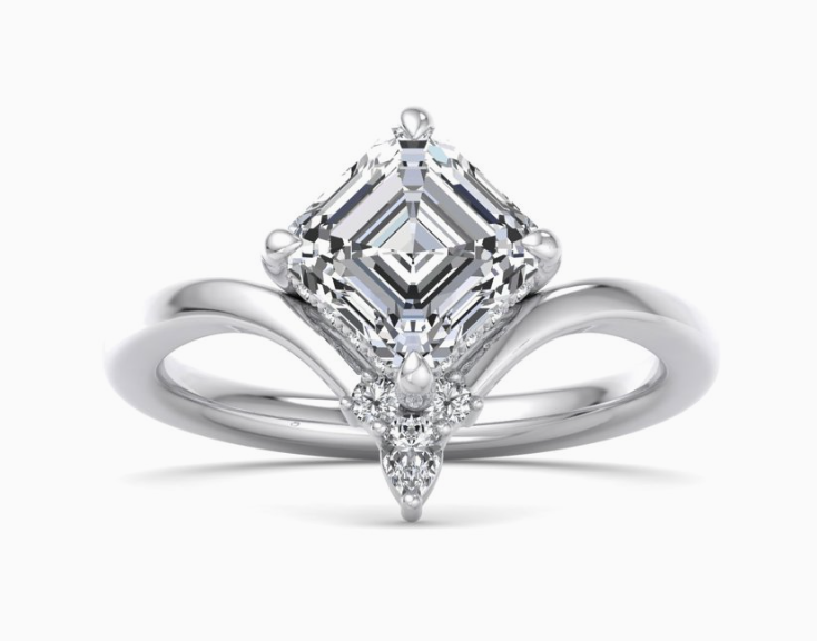 chevron style platinum engagement ring