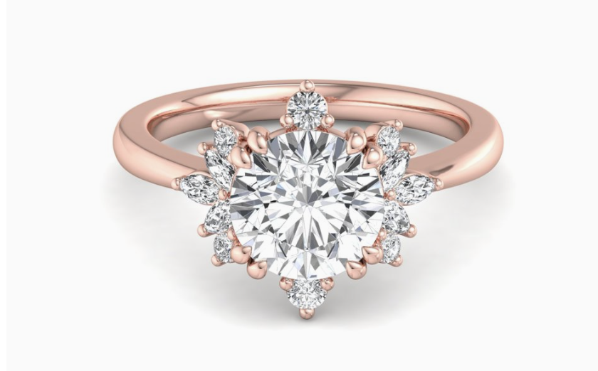 rose gold nature inspired engagement ring