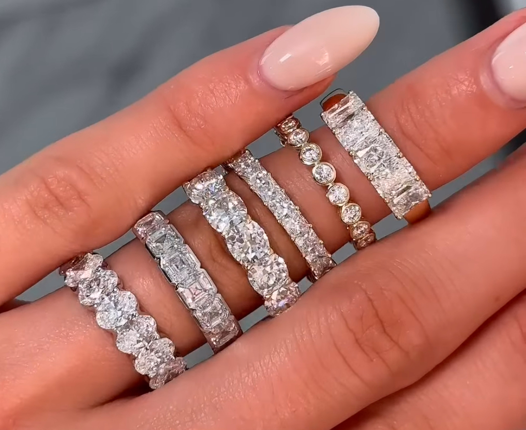 selection of luxe diamond wedding bands