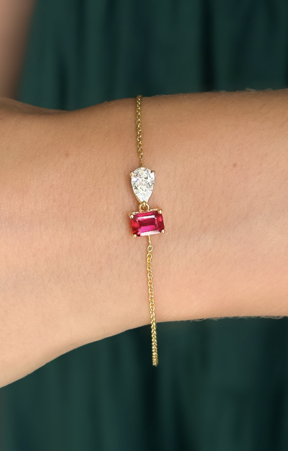 toi et moi ruby and diamond bracelet