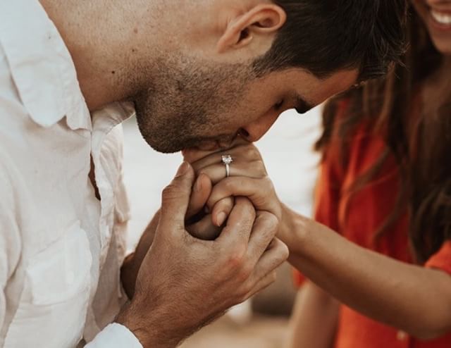 happy engaged couple