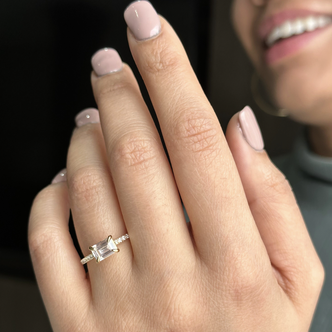 princess cut east west diamond ring