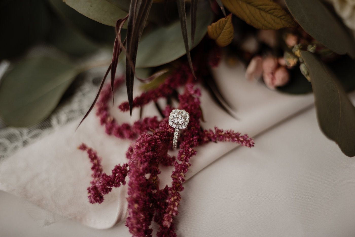 Round Brilliant Diamond engagement ring with Halo and diamond band