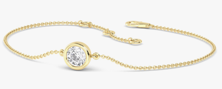 bezel mounted solitaire diamond bracelet