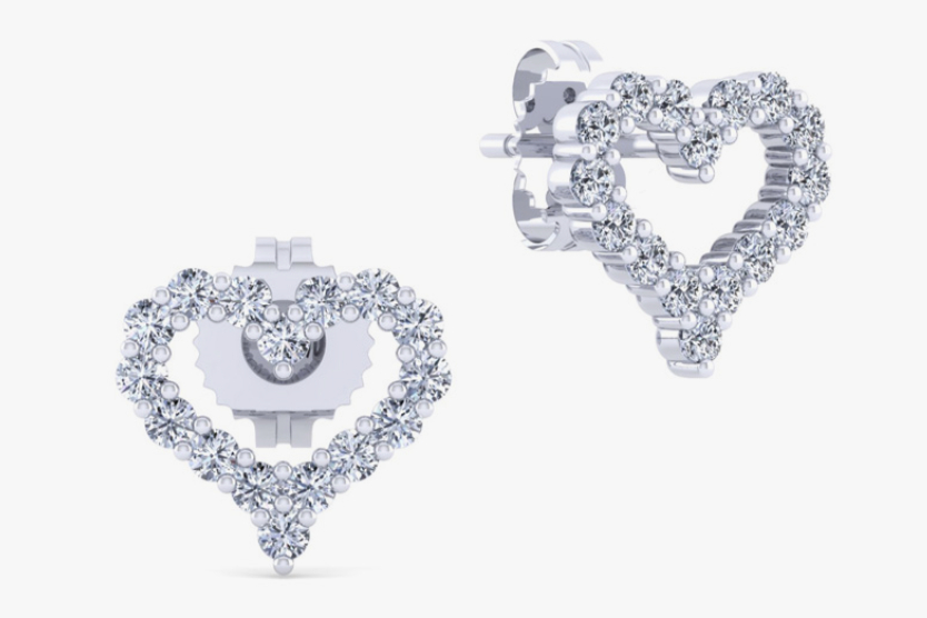 White gold open-heart diamond earrings