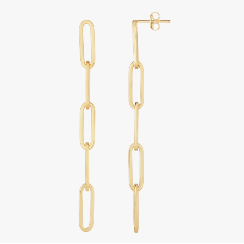 14k Yellow Gold Paperclip Earrings