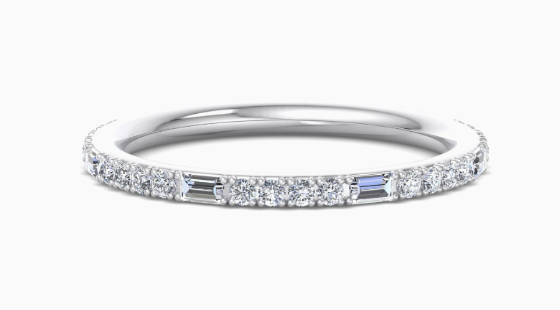 thin white gold diamond stackable wedding band