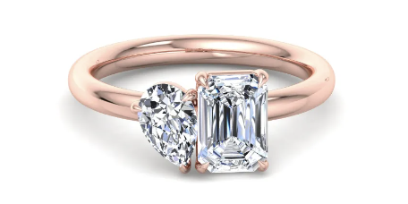 rose gold-two stone engagement ring