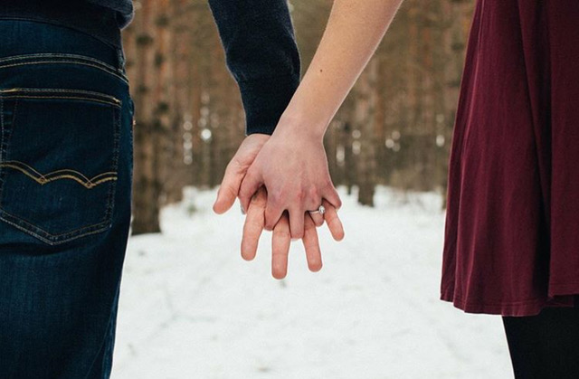 happy engaged couple