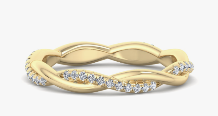yellow gold twist diamond wedding band
