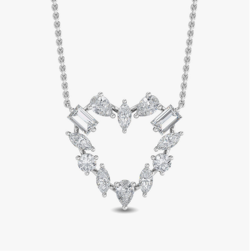 white gold mixed-shape diamond necklace