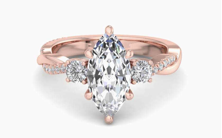 rose gold nature inspired engagement ring