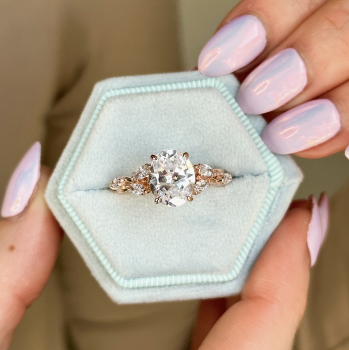 Rose Gold Autumn Vine Oval Cut diamond engagement ring