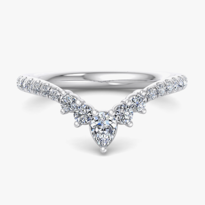 white gold diamond chevron wedding band