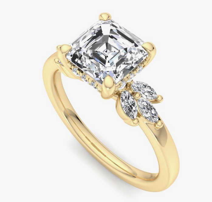 Yellow Gold 'Solana' Hidden Halo Asscher Cut Diamond
