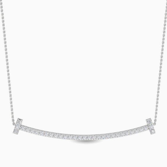 white gold lab-grown diamond bar necklace