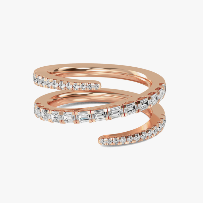 Rose Gold Ines Baguette Diamond Ring