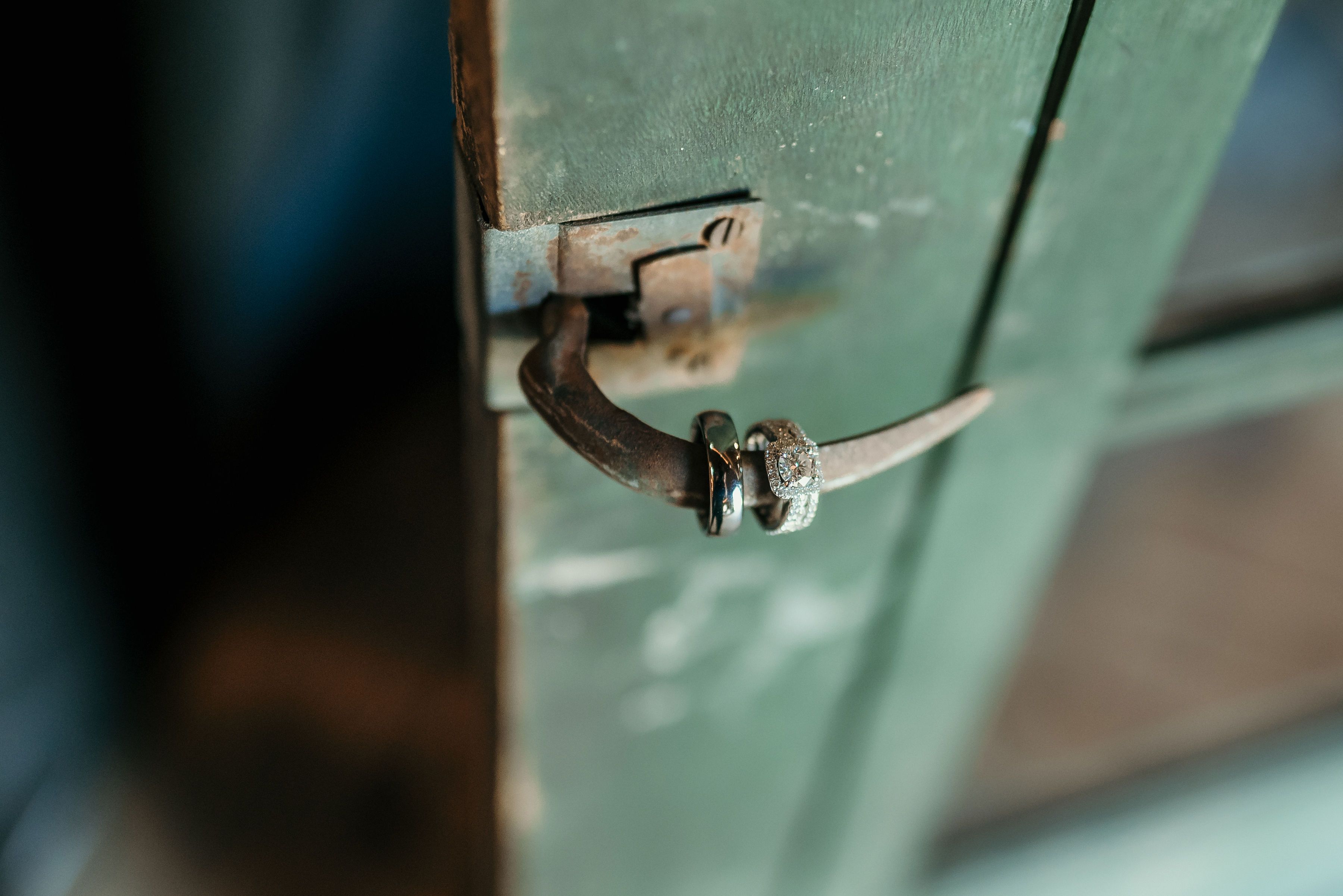 wedding rings on doorhandle