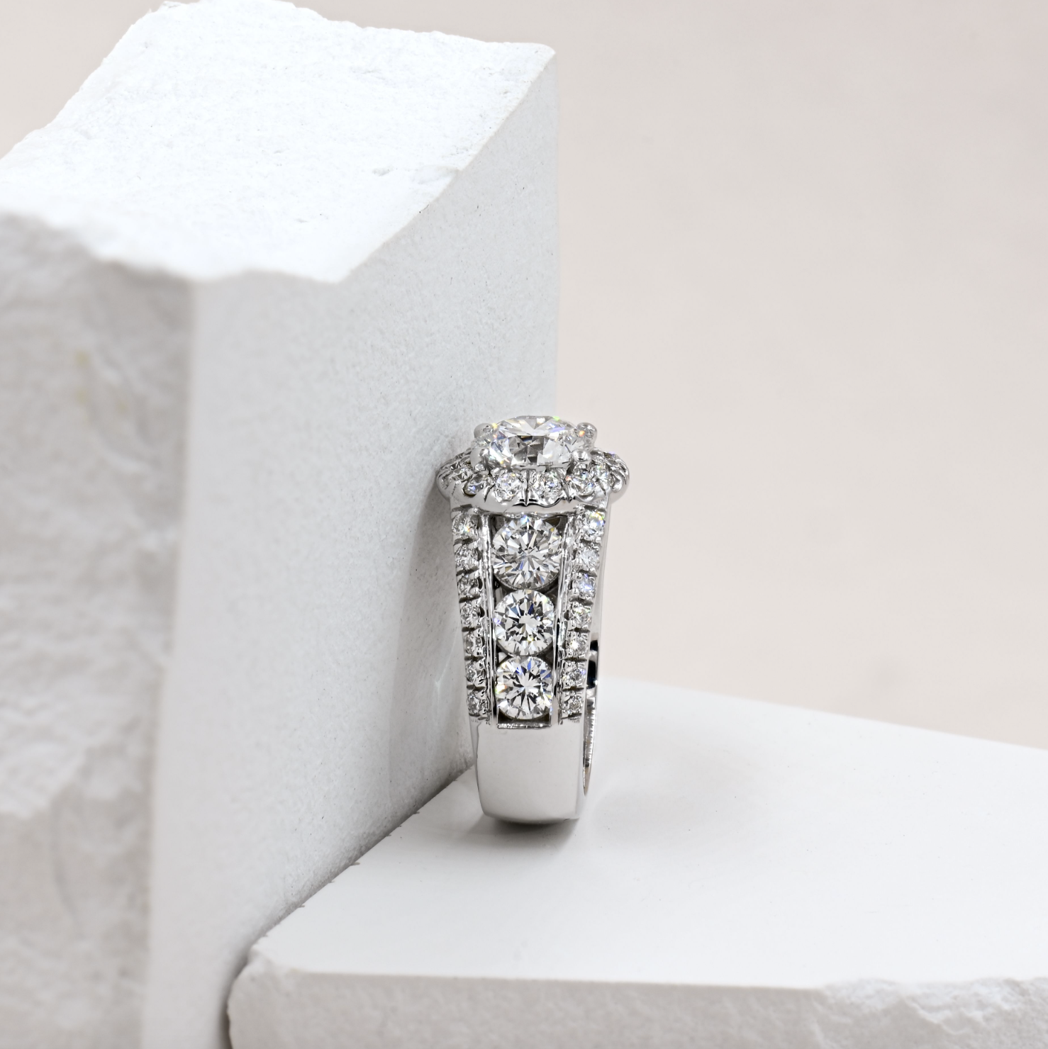 wide band white gold luxury custom engagement ring