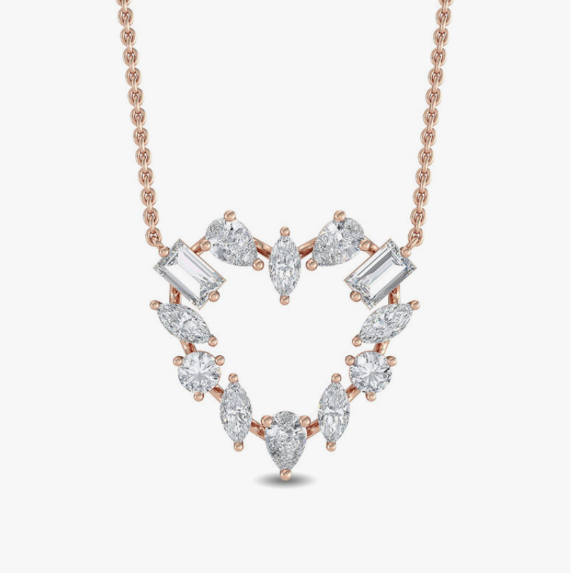 rose gold mixed-shape diamond necklace