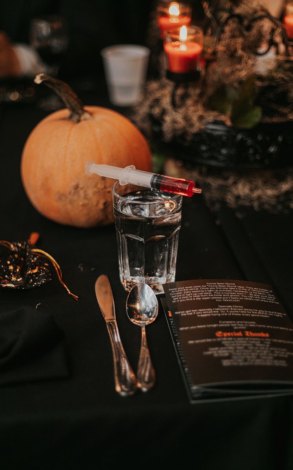 Halloween-themed syringe cocktail for parties and wedding