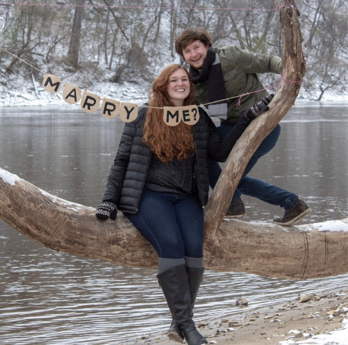 happy engaged couple