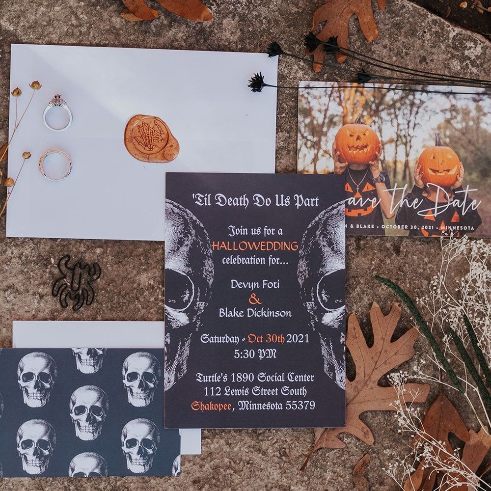 halloween-themed wedding invitations
