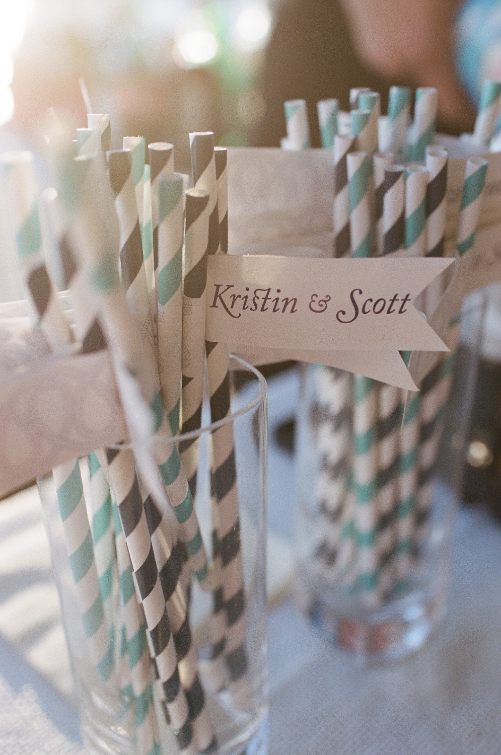 straws, soda straws, soda fountain style, black and blue straws, aqua straws, vintage wedding decor, cheap wedding decor, inexpensive wedding decor, aqua wedding color, water glass