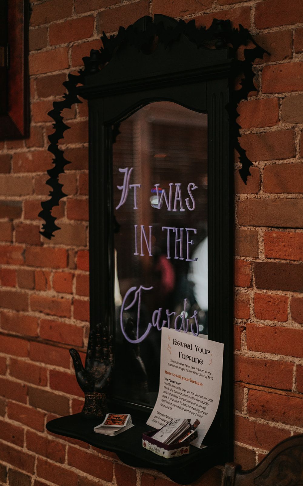 Wedding tarot cards for guests at Halloween-themed wedding