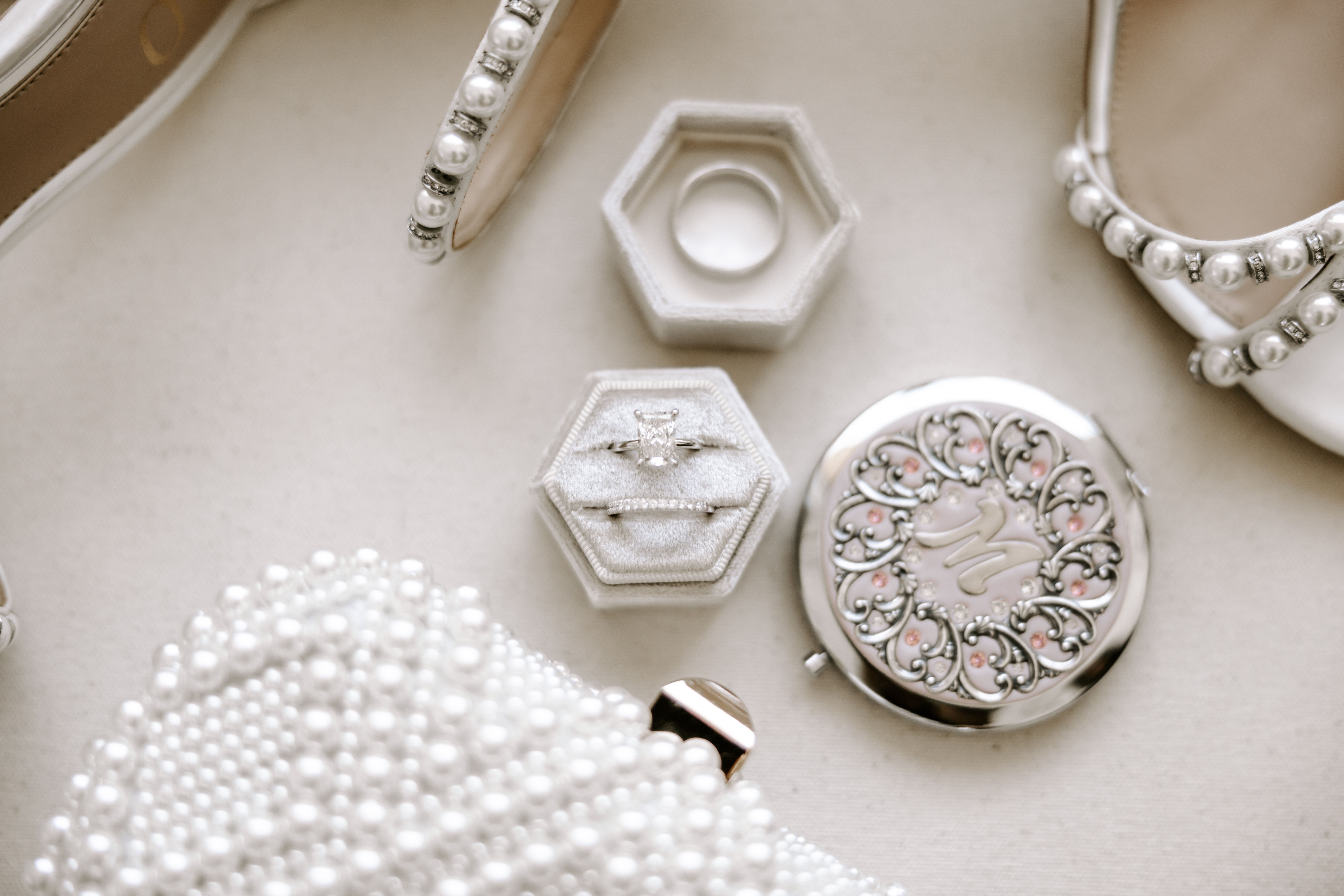 wedding ring with wedding accessories