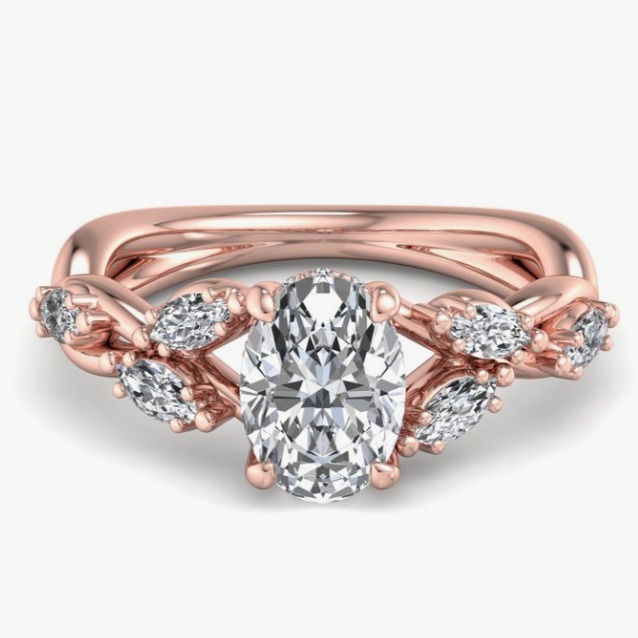 Rose Gold 'August Vine' Oval Cut Diamond