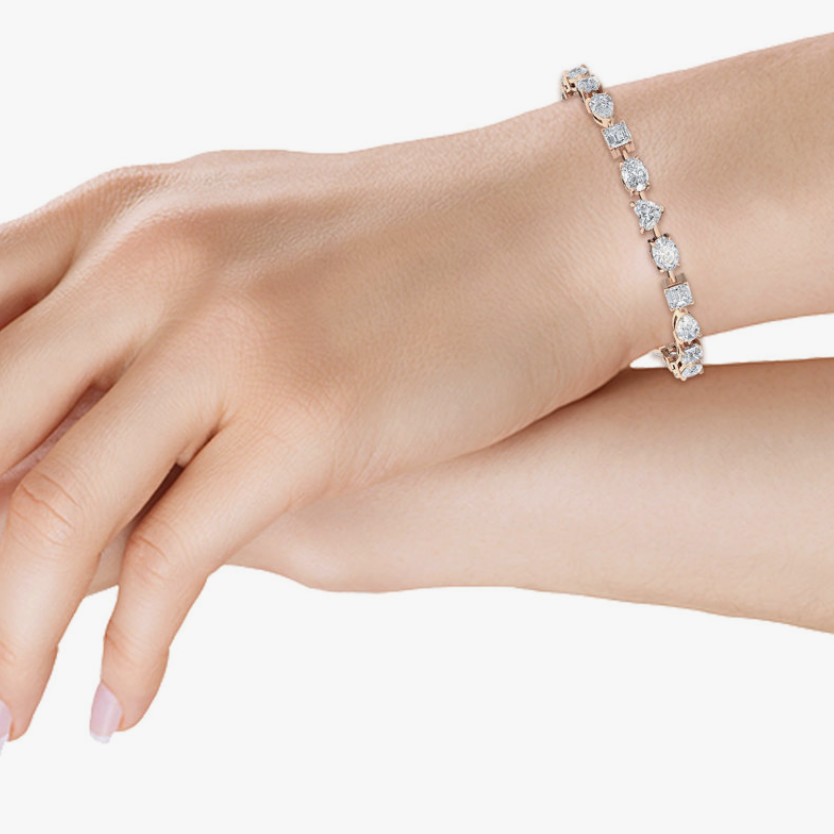 rose gold mixed-shape diamond tennis bracelet