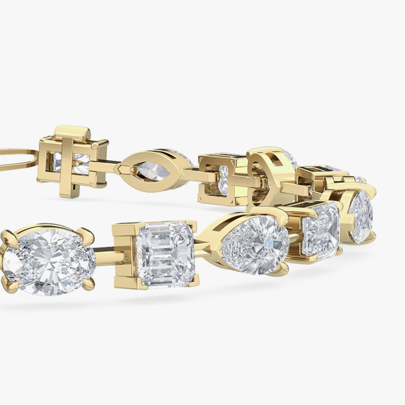 yellow gold mixed-shape diamond tennis bracelet