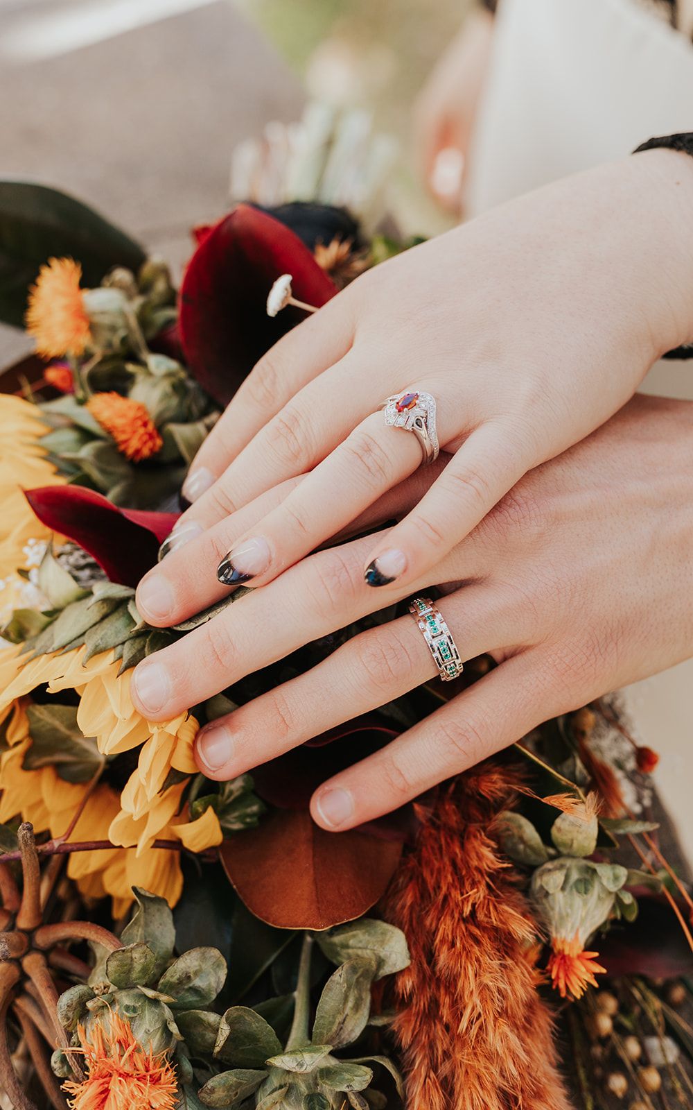 halloween-themed manicure for wedding