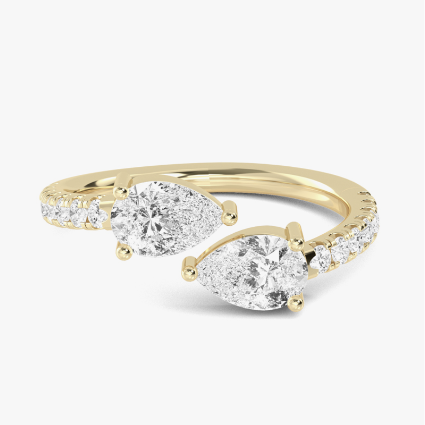 Yellow Gold Duet Pear Diamond Ring