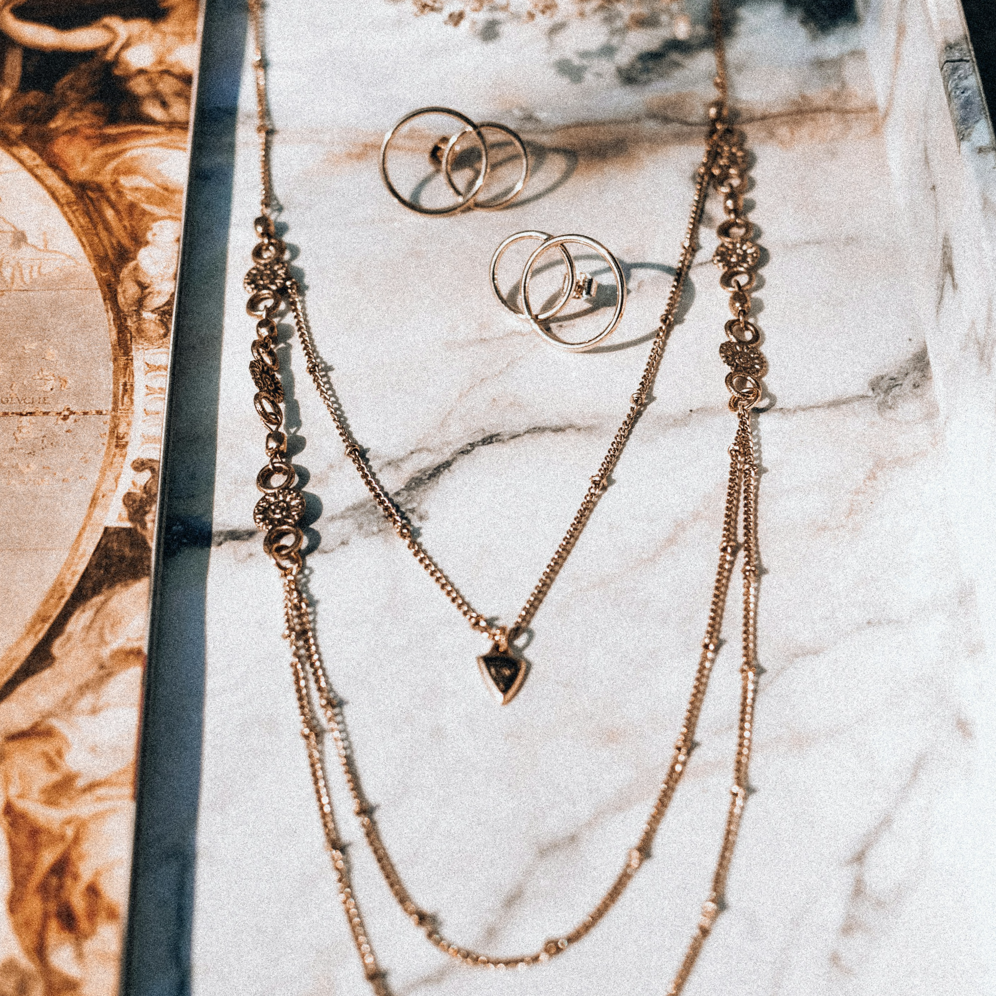 gold layering necklaces and rings