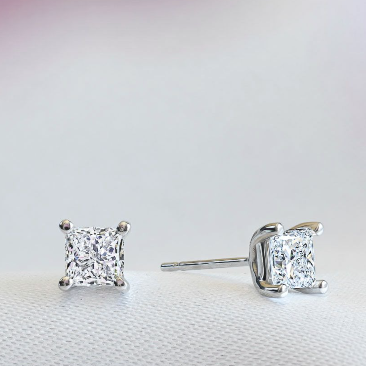 princess cut diamond stud earrings
