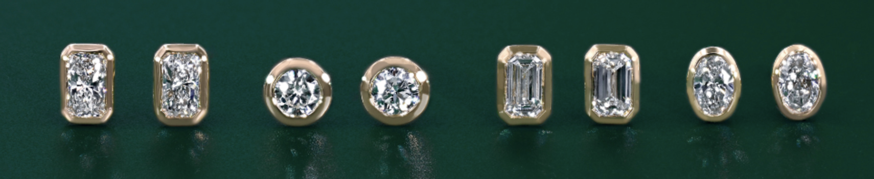 bezel mounted diamond stud earrings