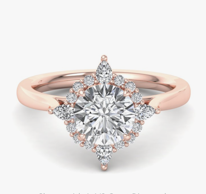 Rose Gold 'Lyric Pear' Round Brilliant Diamond