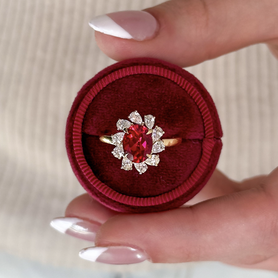ruby and diamond holiday cocktail ring